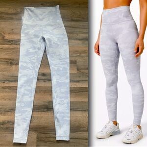 Lululemon Size-4 White /Grey Camo High Wsist Leggings